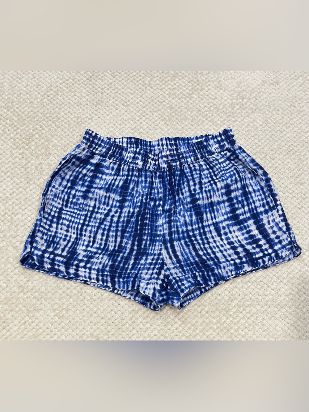 Solid & Striped Blue White Tie Dye Boxer Shorts Women Size Small